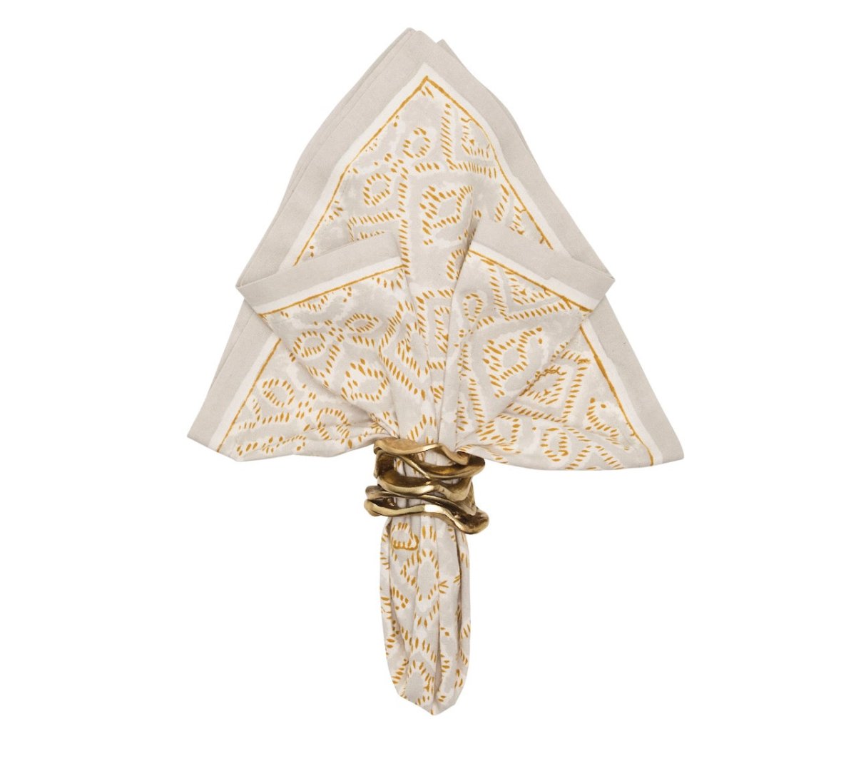 Kim Seybert Alfresco Napkins Set of 4 in Natural & Gray by Kim Seybert - Natural/Gray Napkins Set of 4 - 21"L x 21"W x 0.1"H at FIG LINENS AND HOME - 2