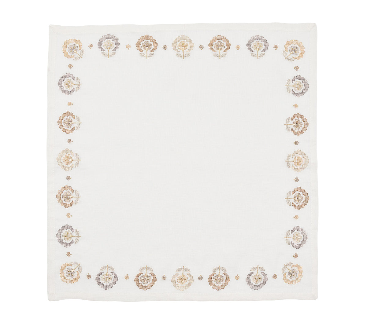 Carnation Napkin in White, Natural & Gray by Kim Seybert