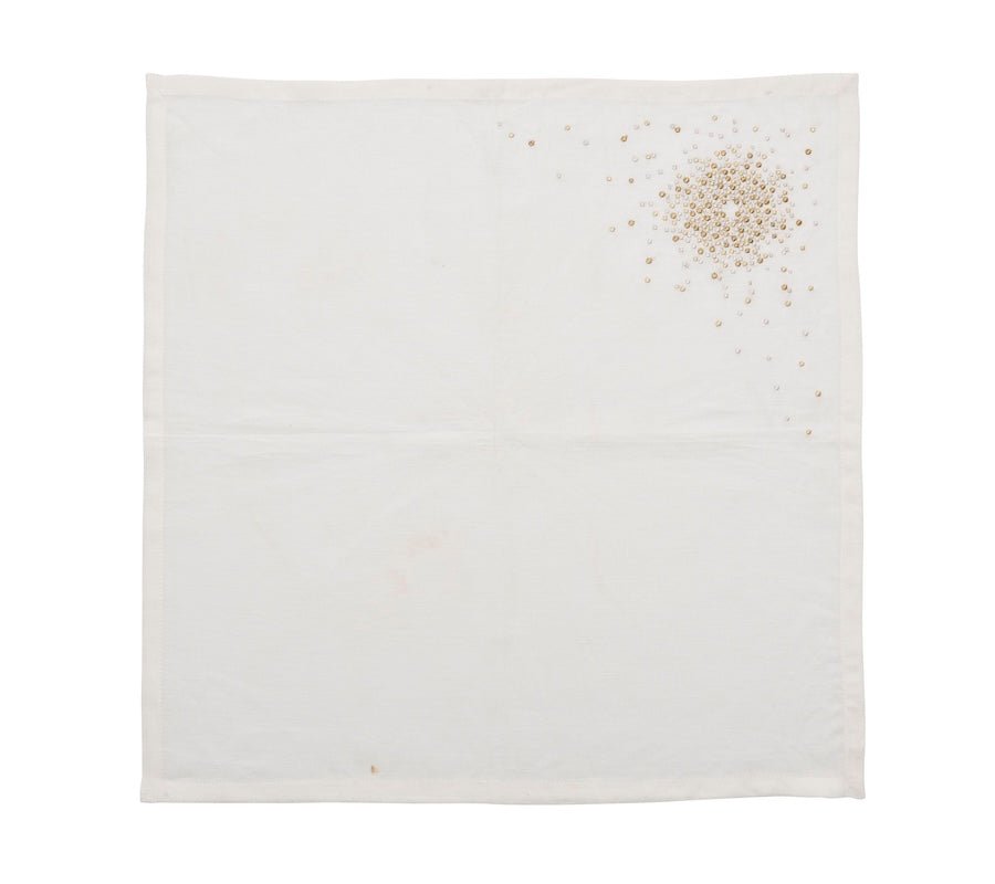 Kim Seybert Starburst Napkin in White Gold & Silver Set of 4 by Kim Seybert - WHITE/GOLD/SILVER 21"L x 21"W x 0.1"H Napkin - Set of 4 at FIG LINENS AND HOME - 5