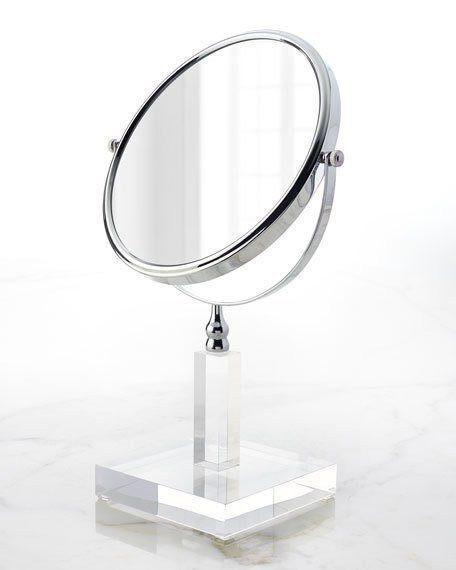 Mike + Ally Ice Clear Lucite Bath Accessories by Mike + Ally - Solid Ice 3X Magnifying Mirror (5 in W X 5 in L X 13.5 in H) at FIG LINENS AND HOME - 9