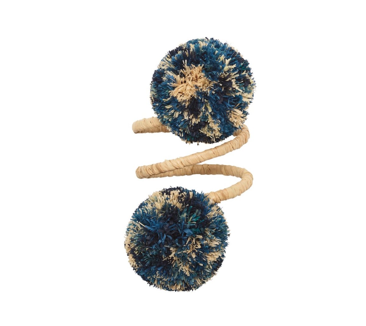 Kim Seybert Casbah Napkin Rings Set of 4 in Natural & Blue by Kim Seybert - Natural/Blue Set of 4 Napkin Rings - 2.1"L x 4"W x 2.8"H at FIG LINENS AND HOME - 1
