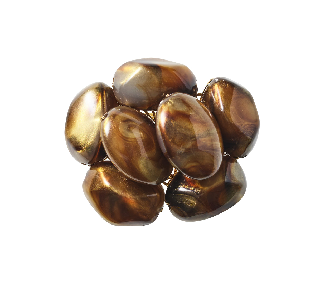 Bonton Napkin Ring in Brown & Gold, Set of 4 Kim Seybert at Fig Linens and Home 2