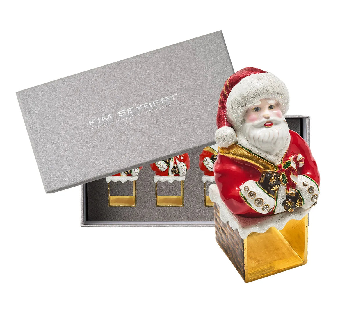 Santa Red/White Napkin Ring Detail 4 | Kim Seybert at Fig Linens and Home
