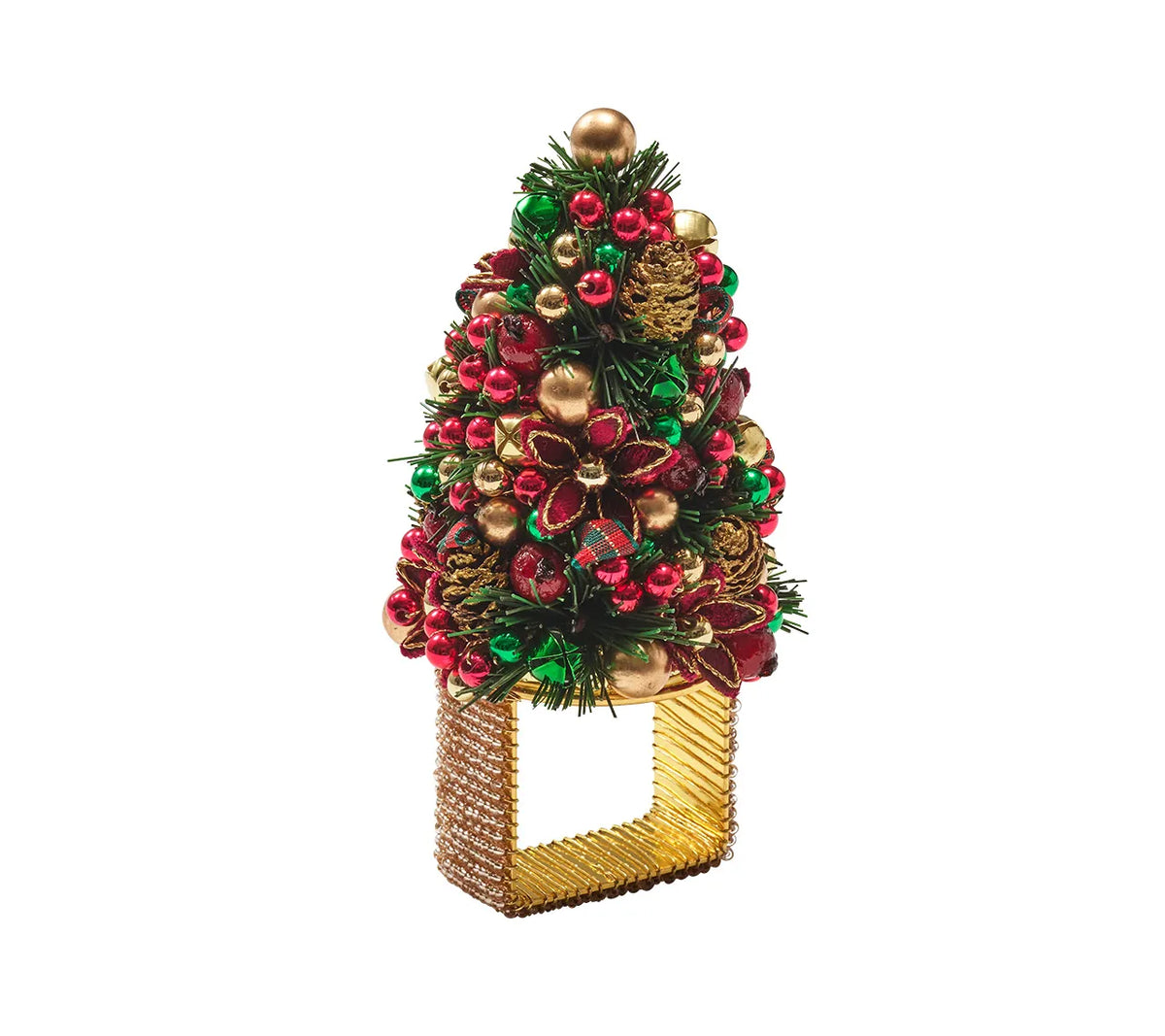 Tinsel Tree Red/Green/Gold Napkin Ring | Kim Seybert at Fig Linens and Home