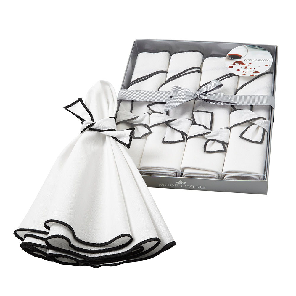 Napa White & Olive Napkin Detail 5 | Mode Living at Fig Linens and Home