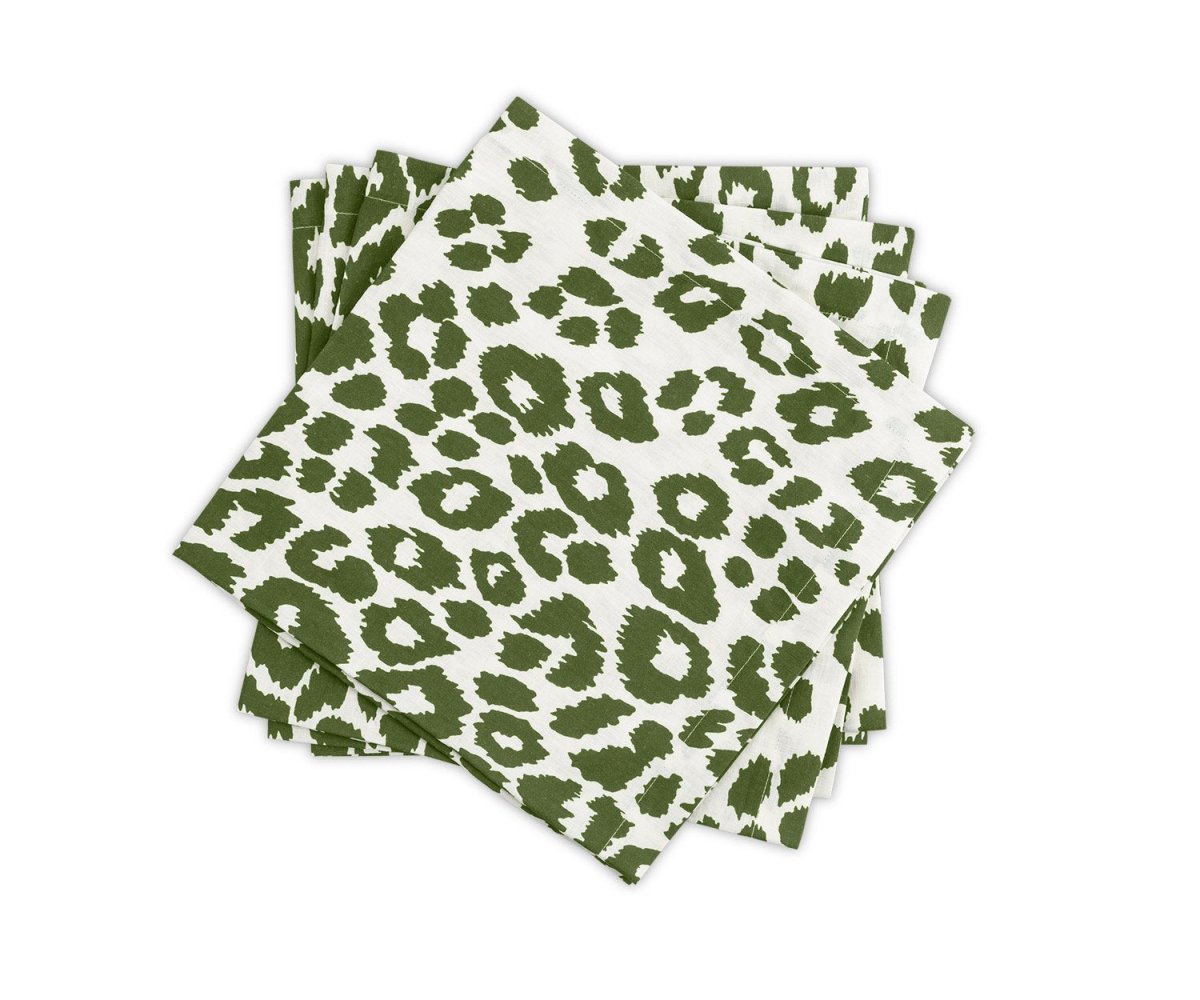 Napkins - Iconic Leopard Green - Matouk Schumacher Cloth Napkins at Fig Linens and Home