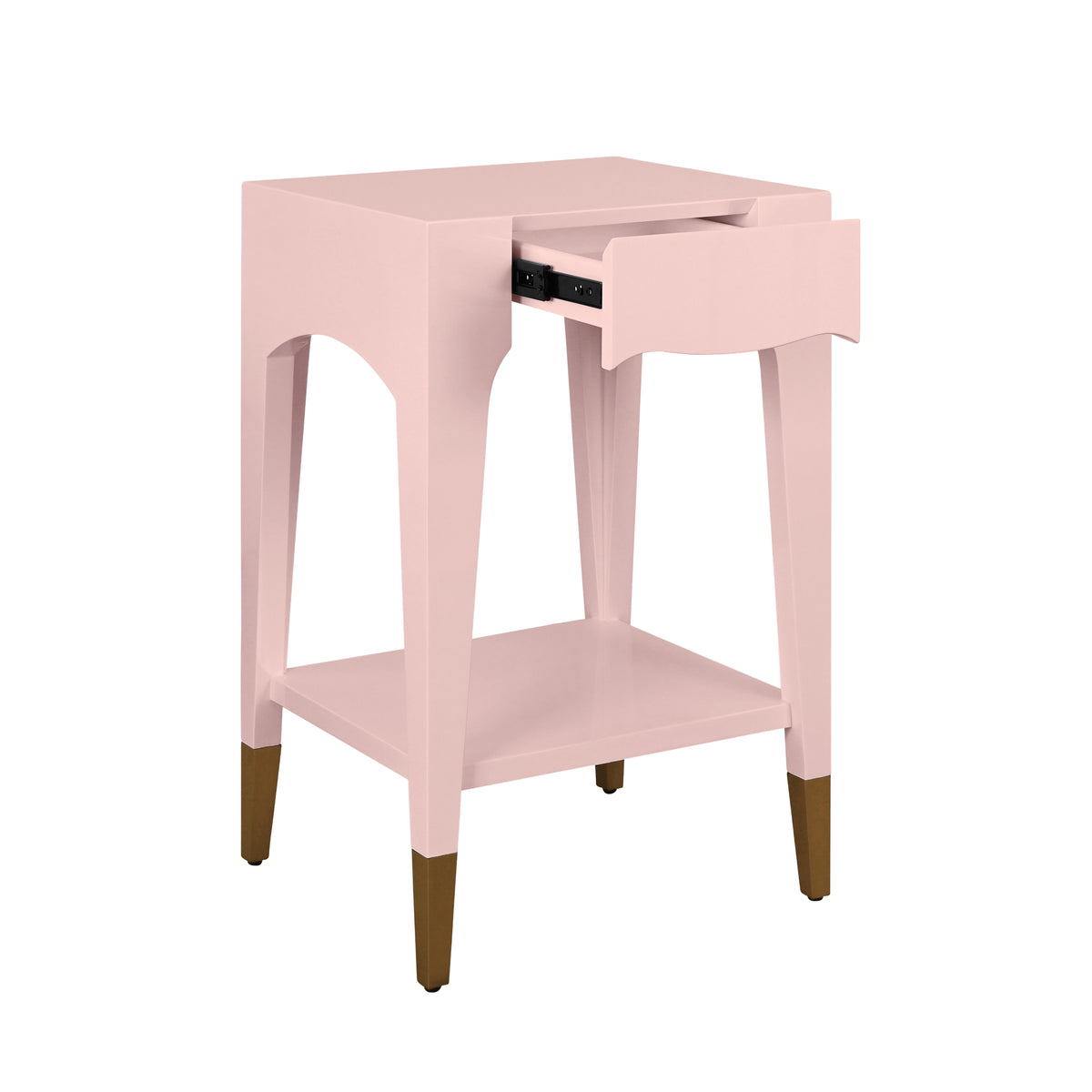Patti Pink Side Table by Worlds Away | Petite End Table Angle View 1 at Fig Linens and Home