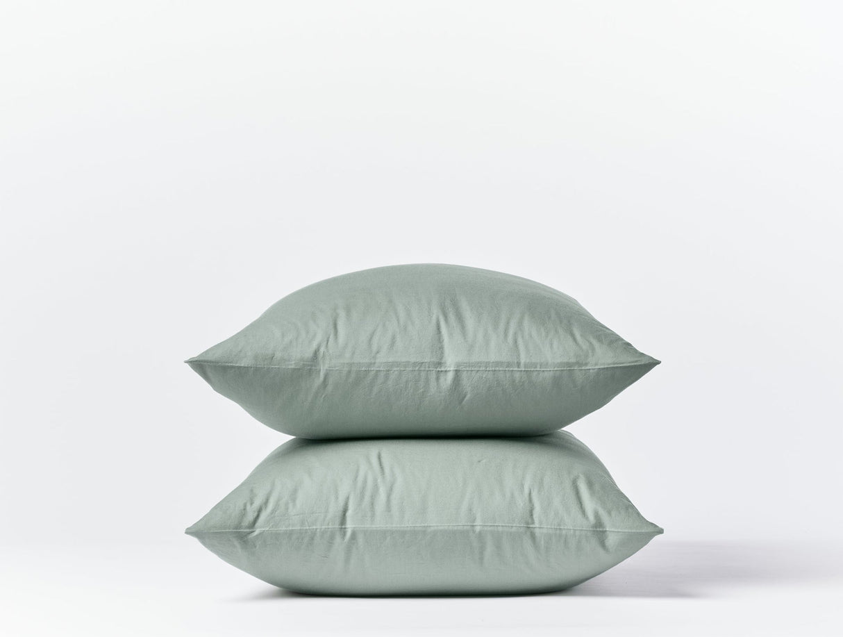 Pillowcases - Sage Organic Crinkled Percale Sheets by Coyuchi at Fig Linens and Home - View 2