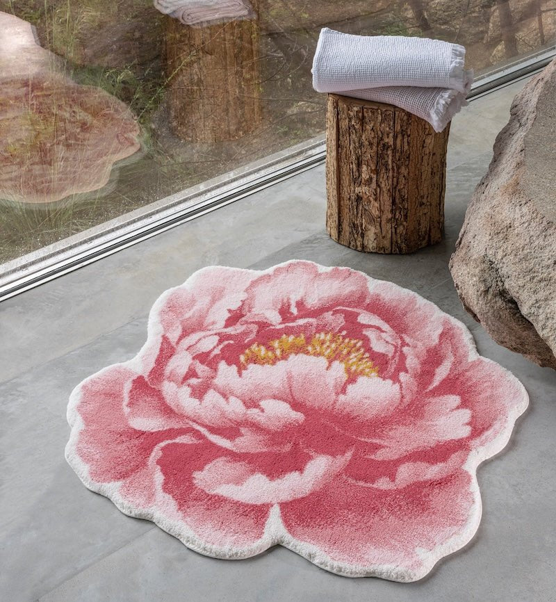 Abyss Bath Rug - Pivoine Flamingo Pink Floor Rug 573 in Bathroom