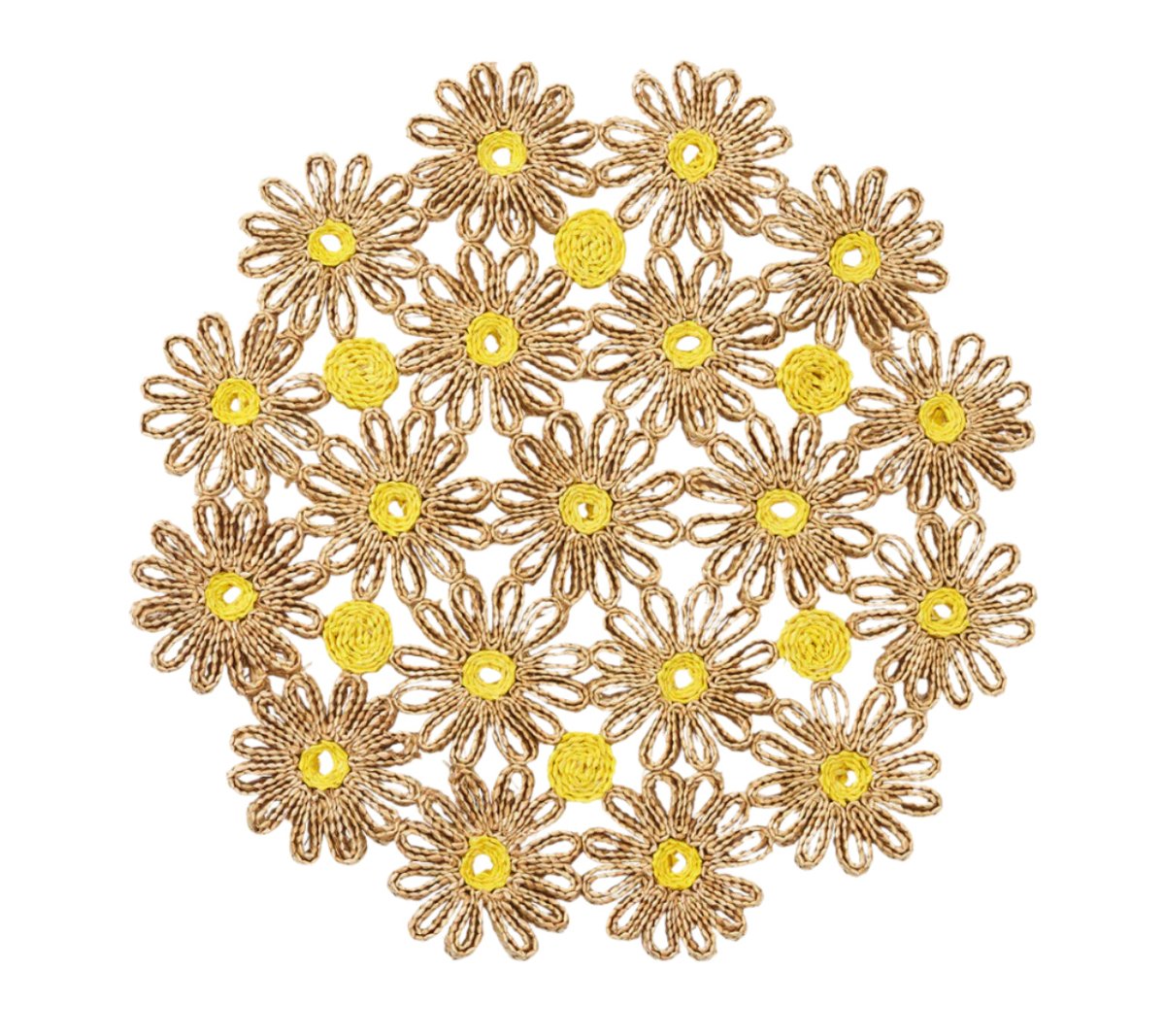 Daisy Placemats in Natural & Yellow by Kim Seybert at Fig Linens and Home