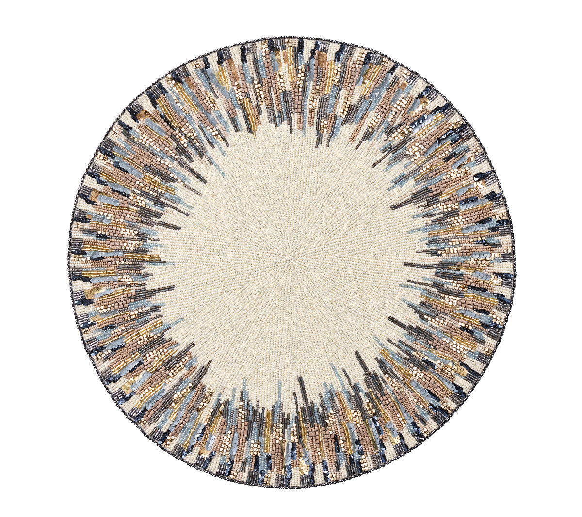 Diadem Placemat in Ivory & Blue, Set of 2 Kim Seybert at Fig Linens and Home