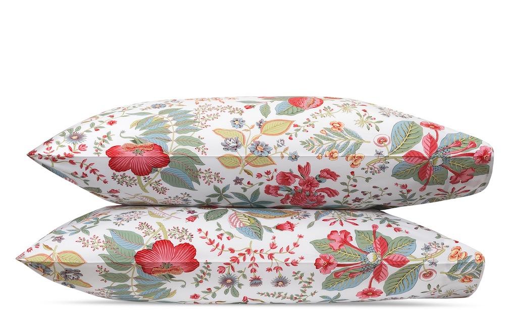 Pomegranate Pink Coral Pillowcases | Matouk Schumacher at Fig Linens
