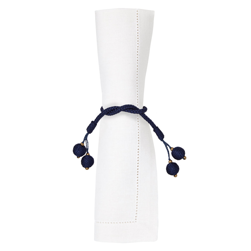 Porto Navy Napkin Ring Detail 4 | Mode Living at Fig Linens and Home