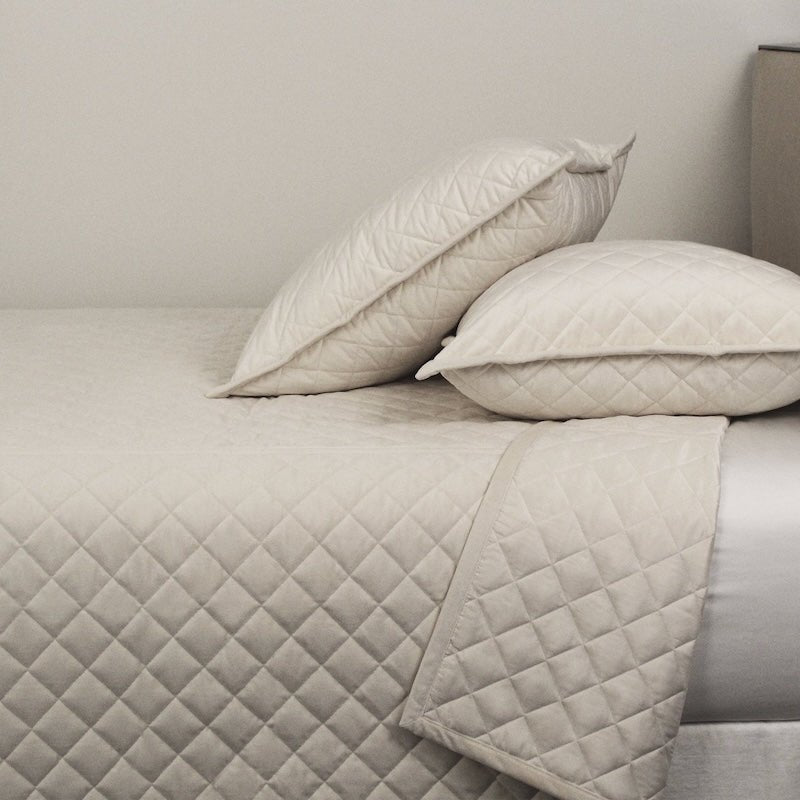 Side Ivory Velvet Coverlet Set by Ann Gish at Fig Linens and Home
