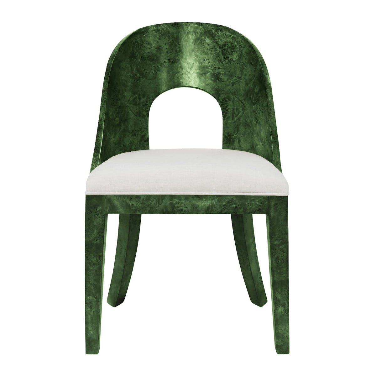 Worlds Away Rafferty Emerald Burl Wood Chair at Fig Linens and Home - Front