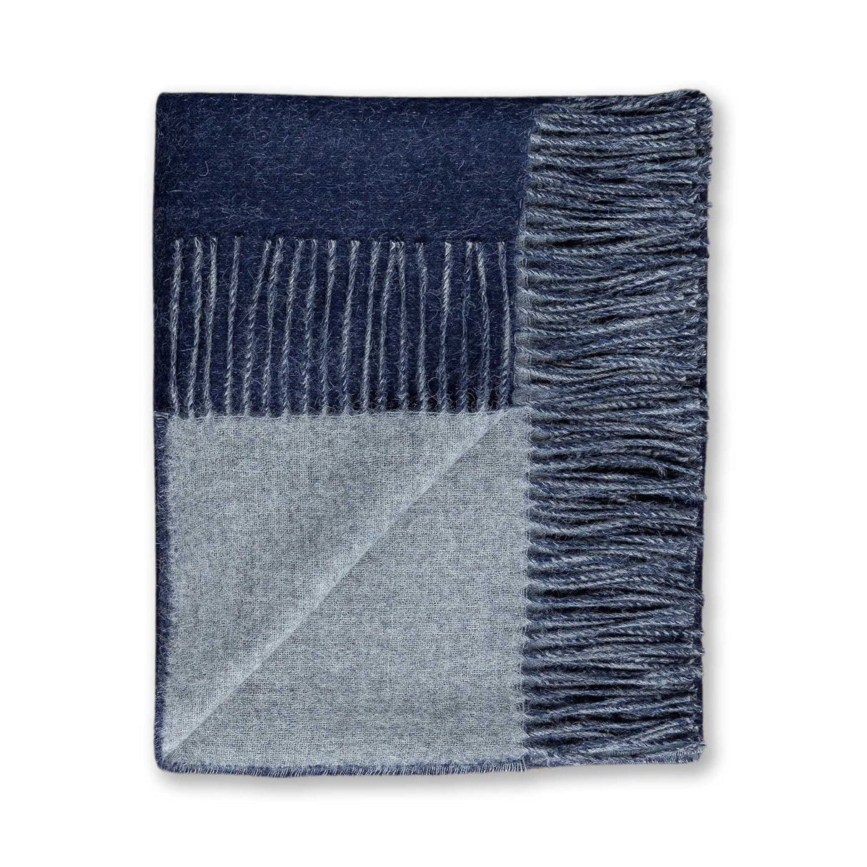 Reversible Throw Navy and Light Grey by Alicia Adams Alpaca at Fig Linens and Home