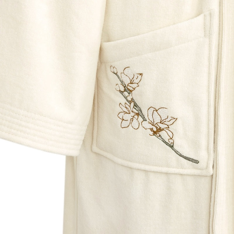 Robe - detail of Embroidery - Almond Flowers Women's Bath Robes - Hugo Boss Home by Yves Delorme