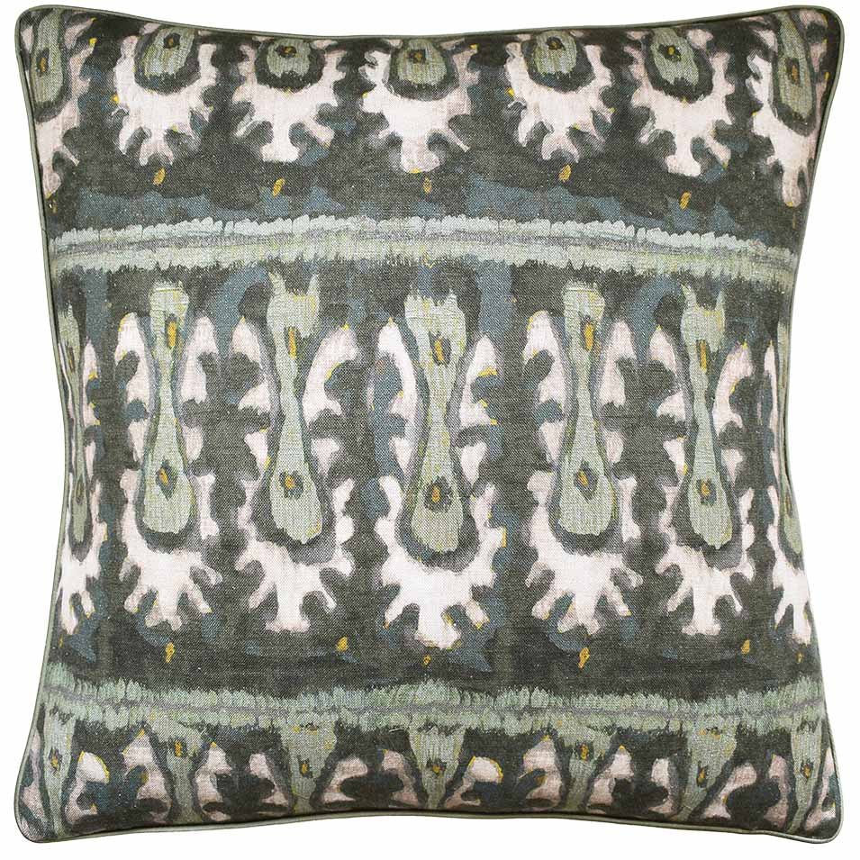 Batik Tribal Hunter Jade Green Throw Pillow - Ryan Studio made from S. Harris Fabricut Yardage