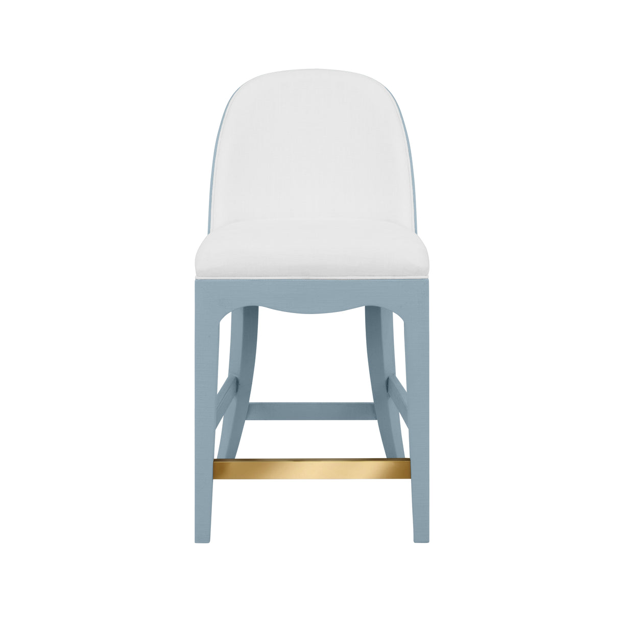 Sadie Light Blue Counter Stool by Worlds Away at Fig Linens and Home - Front View