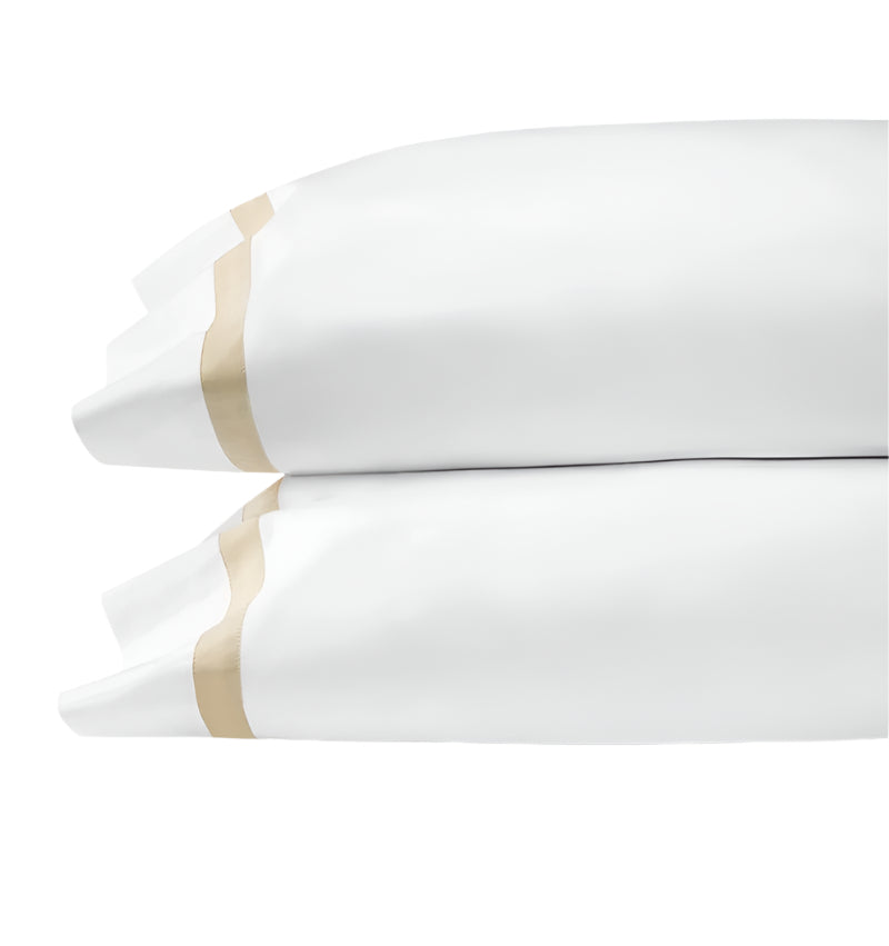 Pillowcases - Sferra Estate Bedding in White and Sand at Fig Linens and Home