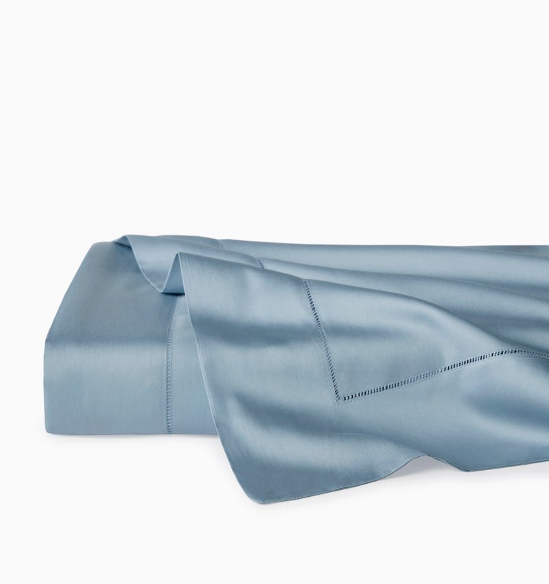 Flat Sheet - Fiona Sea Blue Cotton Sateen Bedding Collection by Sferra Linens