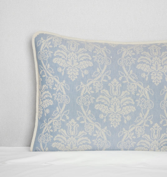 Isabella Jacquard Sham by Sferra x Scalamandre in Ivory/Sea at Fig Linens and Home - 1