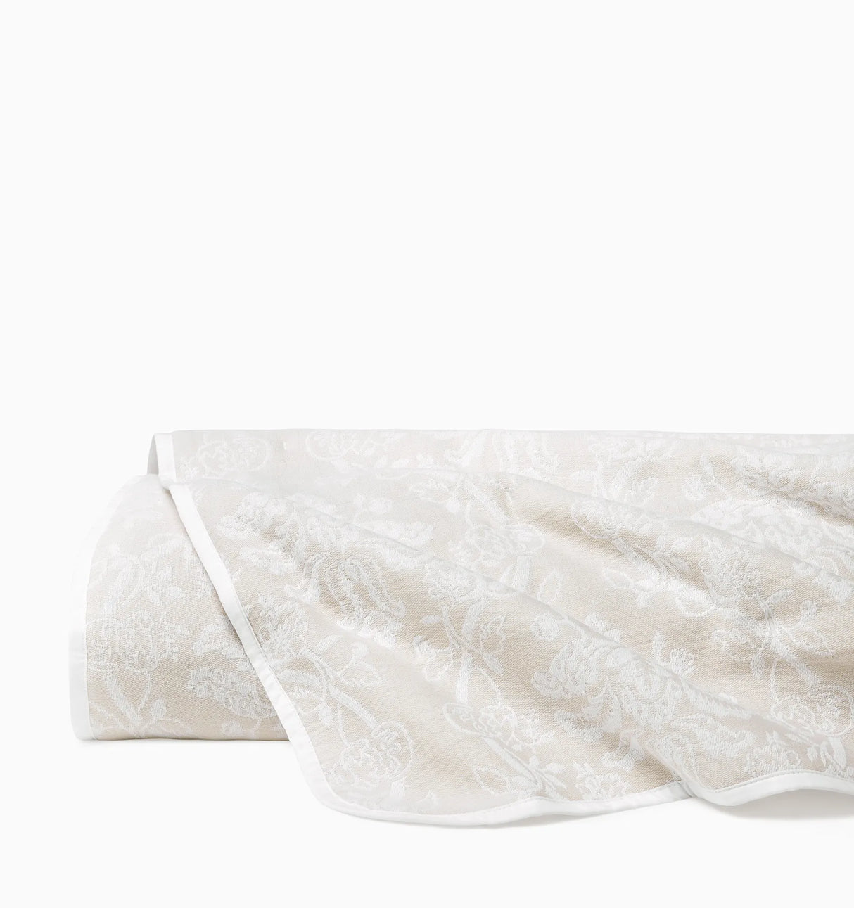 Isabella Quilt by Sferra x Scalamandre in White/Sand at Fig Linens and Home - 1