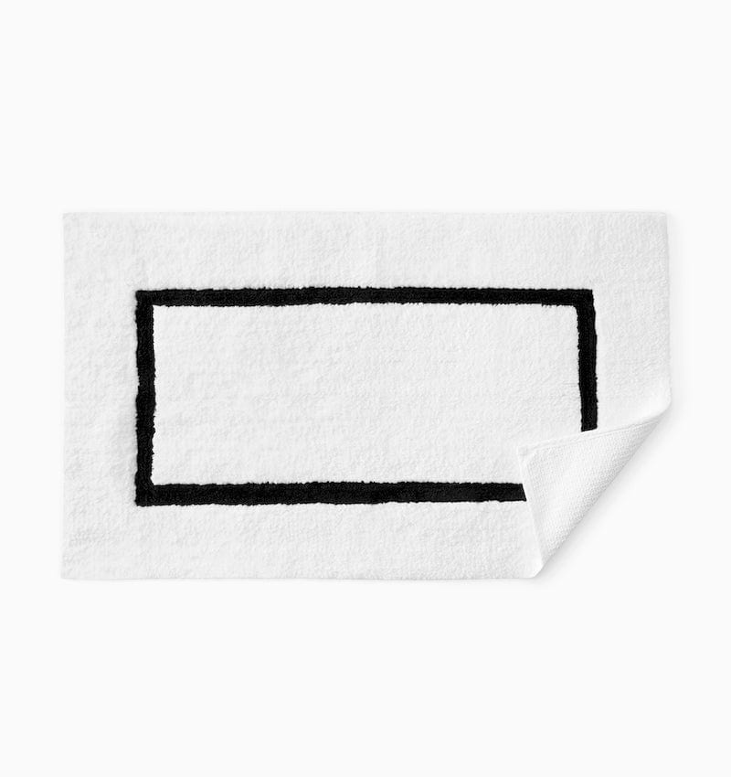 Lindo Bath Rug in White and Black by Sferra - Non-skid backing Bathroom Rug - Image 1