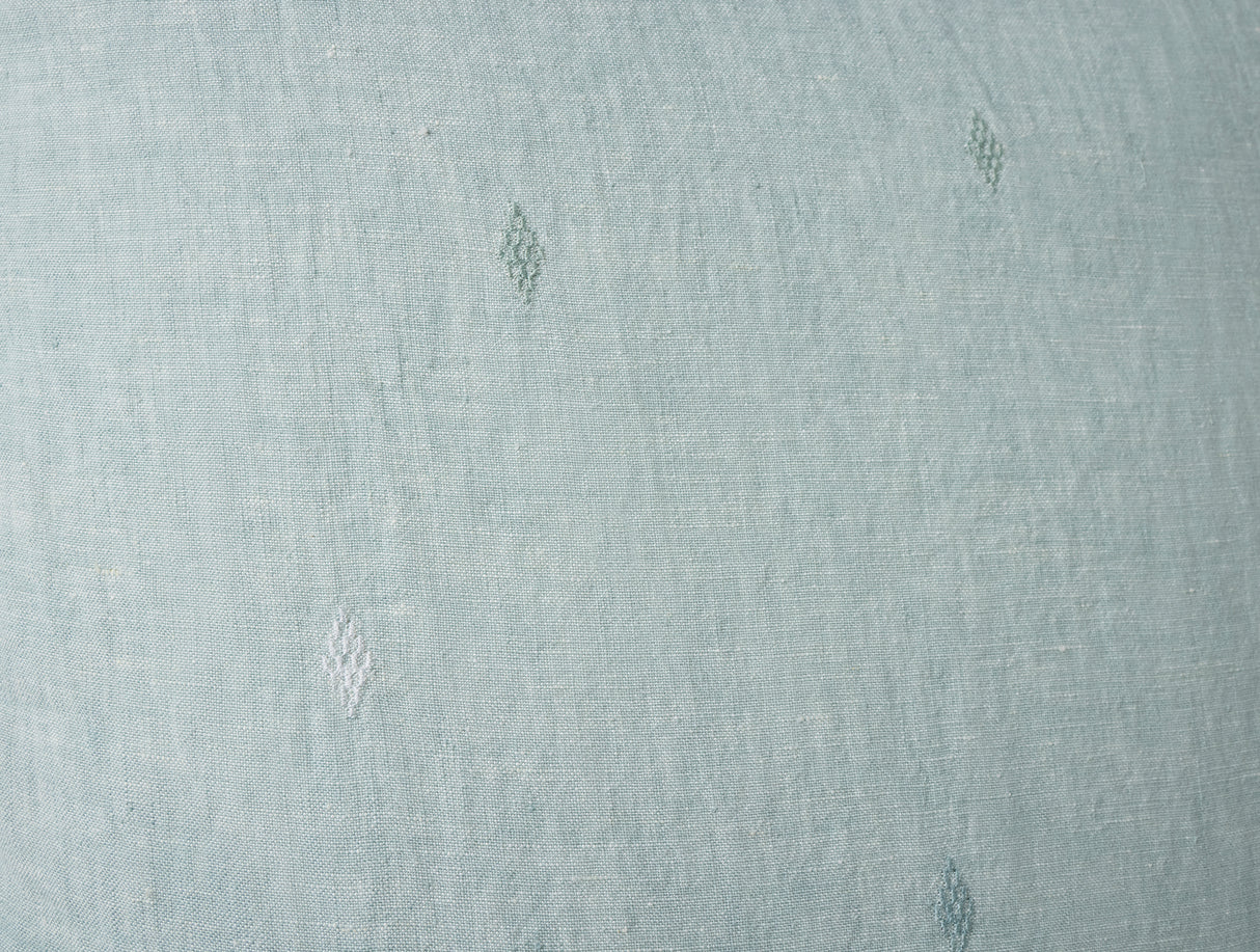 Coyuchi Cambria Embroidered Organic Linen Pacific Blue Chambray Bedding at Fig Linens and Home - 4