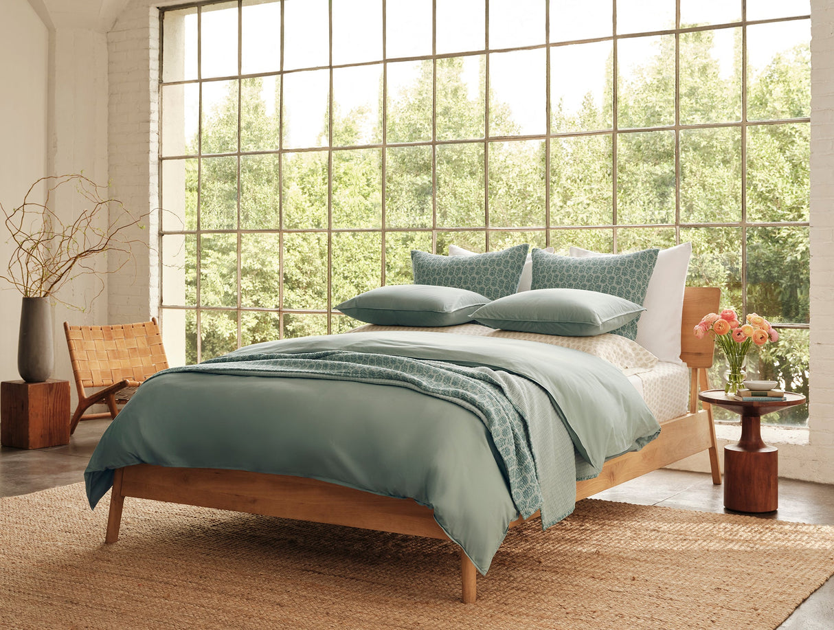 Coyuchi Sage Organic Crinkled Percale Duvet at Fig Linens and Home - Lifestyle 1