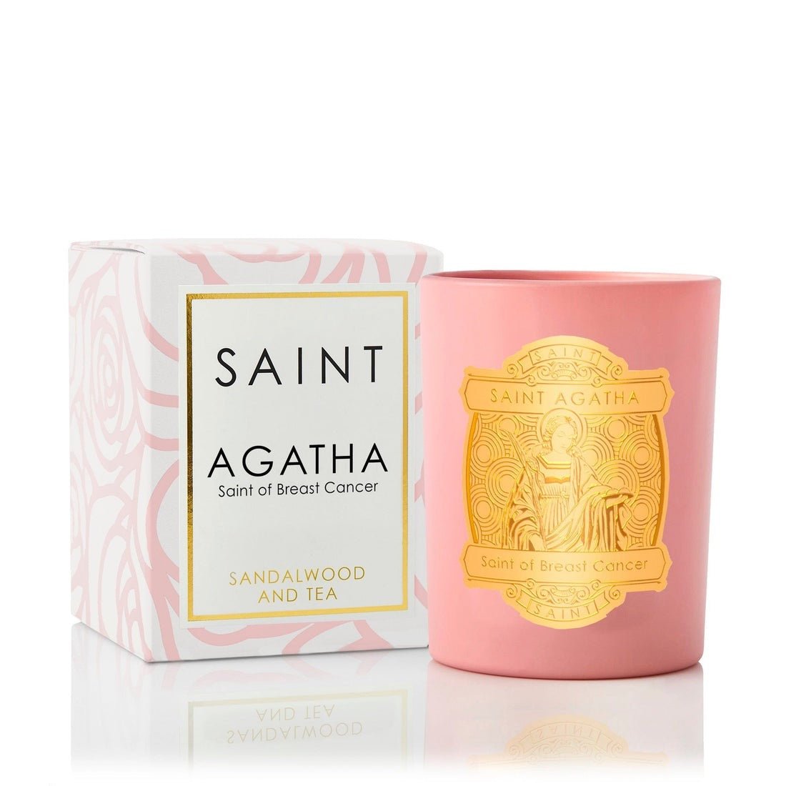Saint Agatha Candle - Special Edition Breast Cancer Saint Candle with Box - Fig Linens and Home