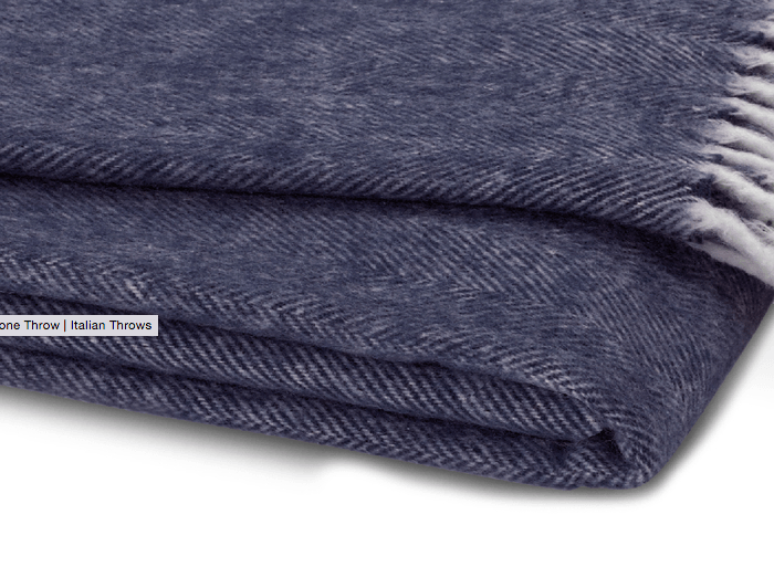 Lands Downunder Italian Herringbone Indigo Throw by Lands Downunder - 51" x 67" Throw Indigo Blue at FIG LINENS AND HOME - 2