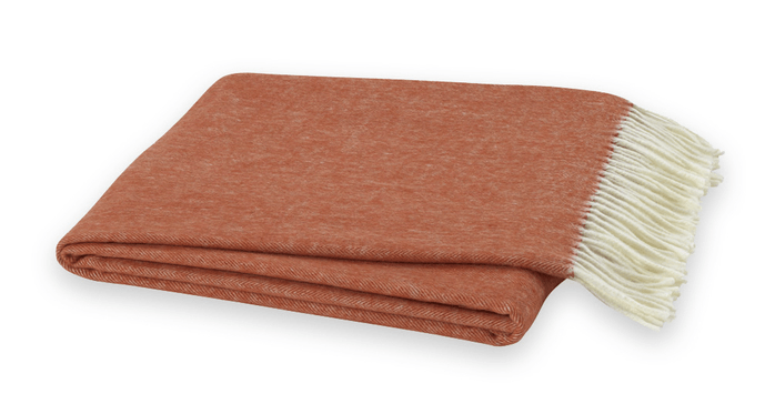 Lands Downunder Italian Herringbone Spicy Orange Throw by Lands Downunder - 51" x 67" Throw Spicy Orange at FIG LINENS AND HOME - 1