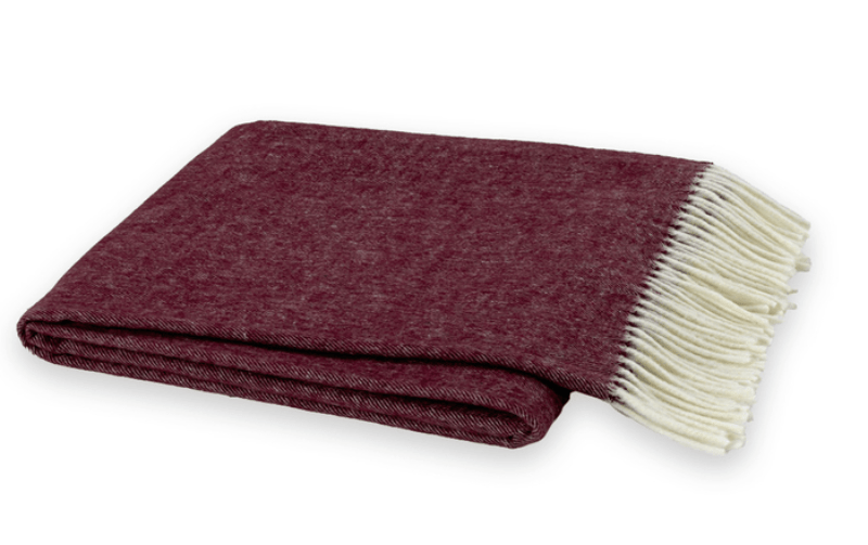 Lands Downunder Italian Herringbone Deep Merlot Throw by Lands Downunder - 51" x 67" Throw Merlot at FIG LINENS AND HOME - 1
