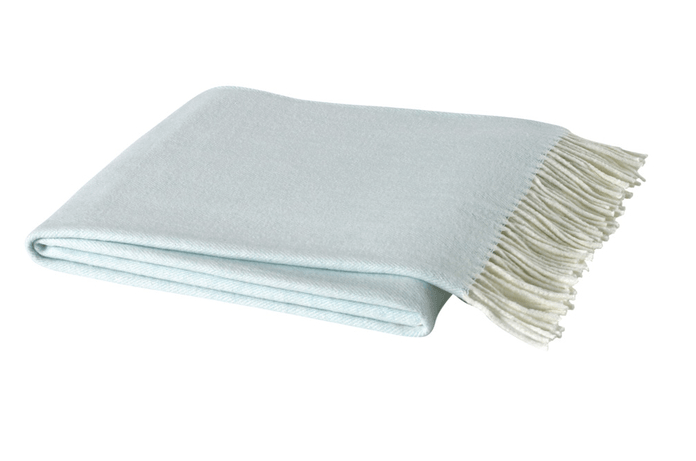 Lands Downunder Italian Herringbone Ice Blue Throw by Lands Downunder - 51" x 67" Throw Ice Blue at FIG LINENS AND HOME - 1