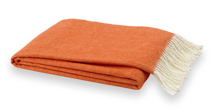 Italian Herringbone Tangerine Throw by Lands Downunder at Fig Linens and Home