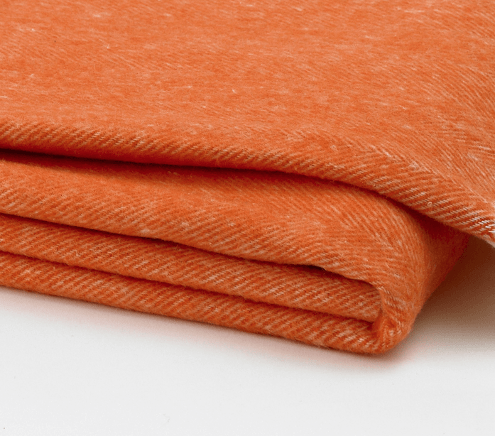 Lands Downunder Throw Blanket Detail View - Italian Herringbone Tangerine at Fig Linens and Home
