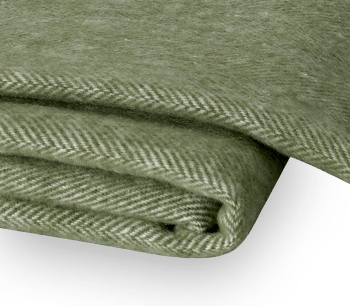 Lands Downunder Italian Herringbone Olive Throw by Lands Downunder - 51" x 67" Throw Olive at FIG LINENS AND HOME - 2