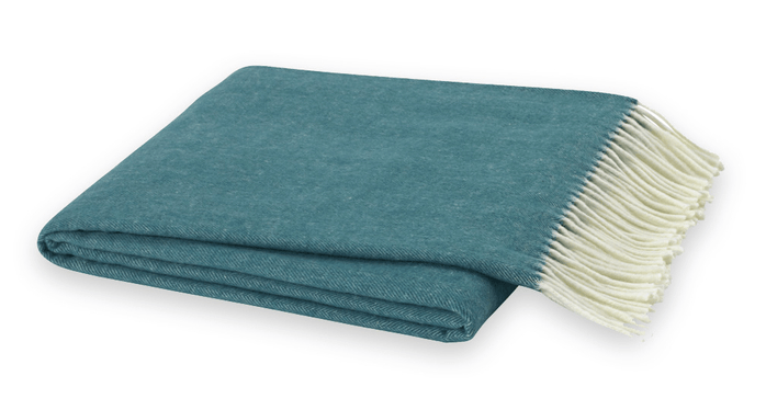 Lands Downunder Italian Herringbone Teal Throw by Lands Downunder - 51" x 67" Throw Teal at FIG LINENS AND HOME - 1
