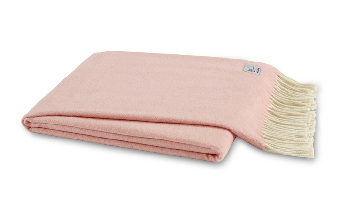 Lands Downunder Italian Herringbone Blush Throw by Lands Downunder - 51" x 67" Throw Blush at FIG LINENS AND HOME - 1