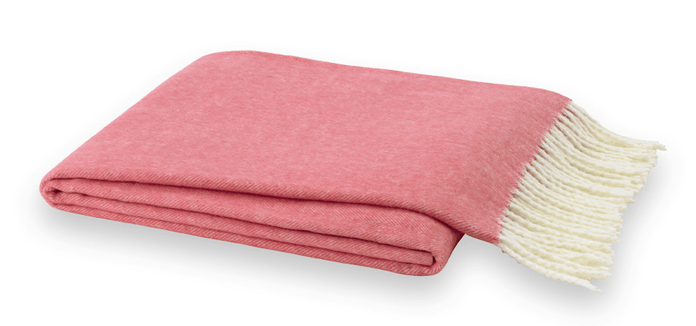 Lands Downunder Italian Herringbone Coral Throw by Lands Downunder - 51" x 67" Throw Coral at FIG LINENS AND HOME - 1