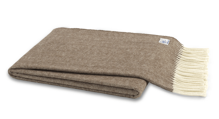 Lands Downunder Italian Herringbone Cocoa Throw by Lands Downunder - 51" x 67" Throw Cocoa at FIG LINENS AND HOME - 1