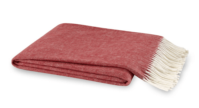 Lands Downunder Italian Herringbone Red Poppy Throw by Lands Downunder - 51" x 67" Throw Red Poppy at FIG LINENS AND HOME - 1