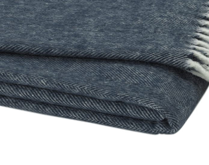 Lands Downunder Italian Herringbone Navy Blue Throw by Lands Downunder - 51" x 67" Throw Navy Blue at FIG LINENS AND HOME - 2