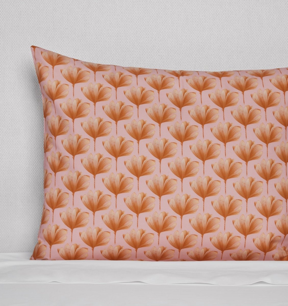 Pillow Sham Front - Sferra Edna Pink and Orange Bedding at Fig Linens and Home - Lifestyle on Bed