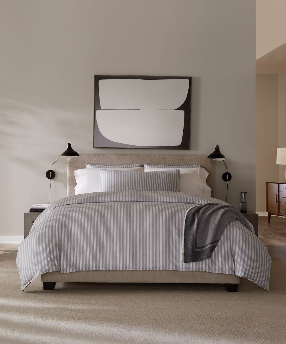 Leranto Titanium King Duvet Cover 106X92 | Sferra at Fig Linens and Home