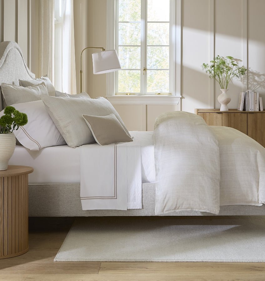 Duvet Covers and Shams - Sferra Gianna Beige Bedding at Fig Linens and Home 3