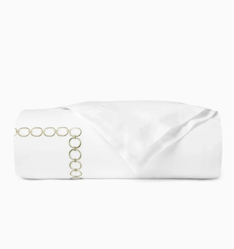 Duvet Cover - Sferra Linens Catena Willow Green Percale Bedding at Fig Linens and Home