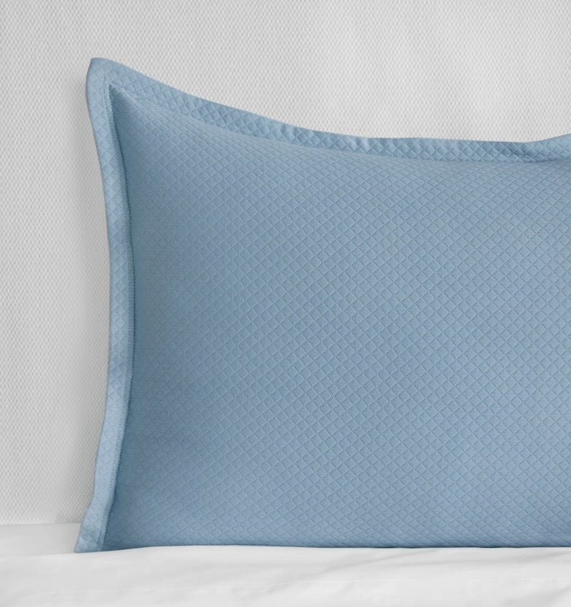 Sferra Pillow Sham - Rombo Sea Blue Matelasse Shams at Fig Linens and Home