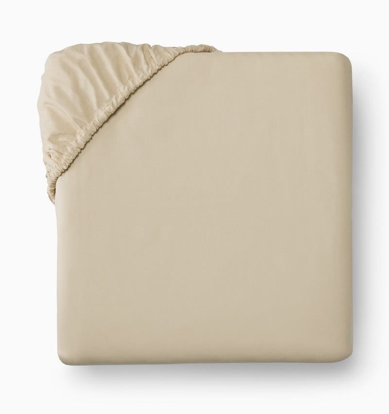 Fitted Sheet - Sferra Celeste Sand Percale Bedding at Fig Linens and Home